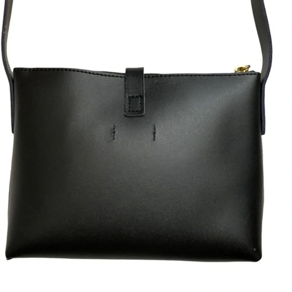 J. Crew smooth black leather crossbody bag